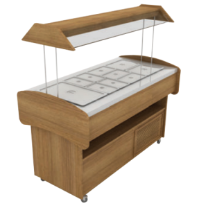 Economic Salad Bar With GN Cells Wooden Surface