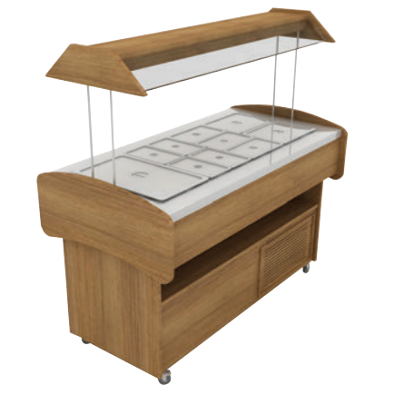 Economic Salad Bar With GN Cells Wooden Surface