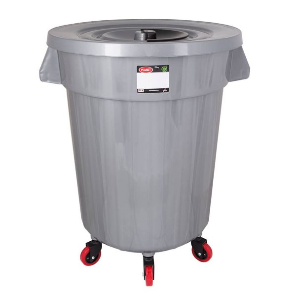 H3 Round Garbage Bin Wheeled Neutral