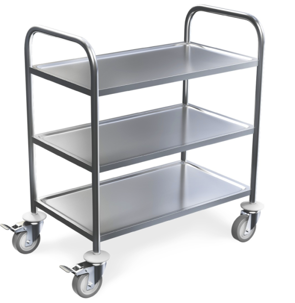 H3 Shelf trolley, serving trolley, stainless steel kitchen trolley